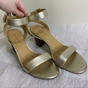 Talbots gold leather ankle strap heel sandals 10